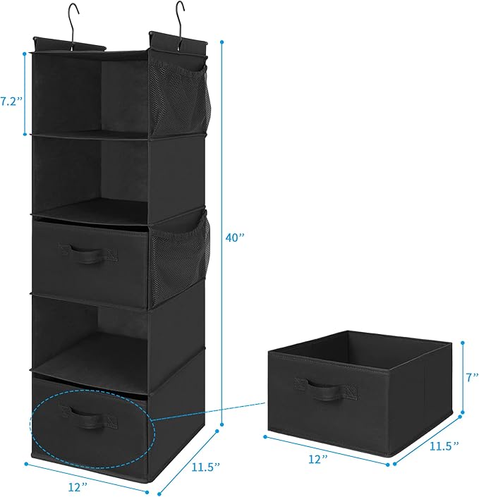 MAX Houser 5 Tier Shelf Hanging Closet Organizer, Cloth Hanging Shelf - Image 3
