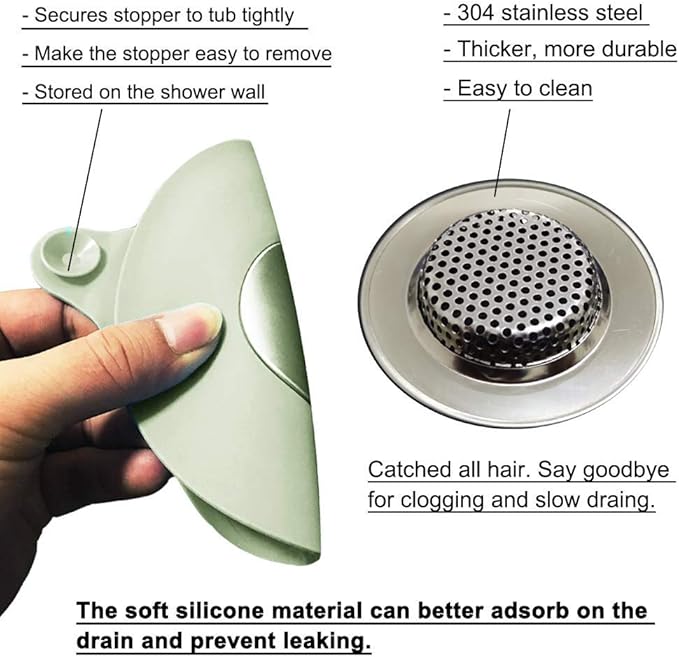 2PCS Bathtub Stopper Hair Catcher Kit, Bathtub Drain Strainer, Tub Stopper Plug - Image 5