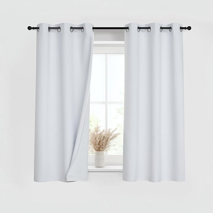 PONY DANCE White 100% Blackout Short Curtains by PONYDANCE