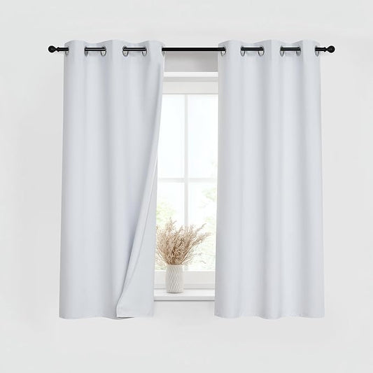 PONY DANCE White 100% Blackout Short Curtains by PONYDANCE