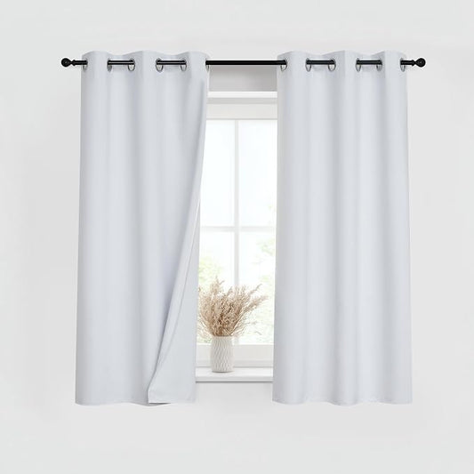 PONY DANCE White 100% Blackout Short Curtains by PONYDANCE