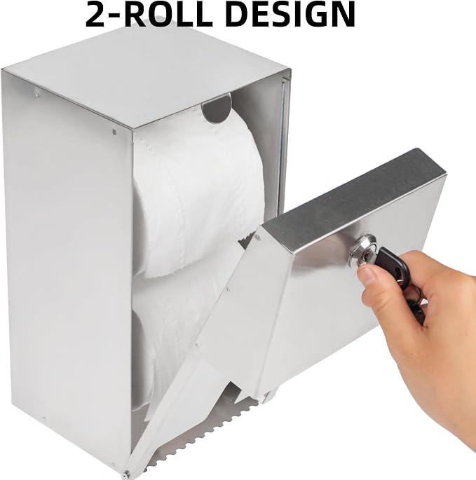 Commercial Toilet Paper Tissue Dispenser Dual Rolls Toilet Paper Holder - Image 2