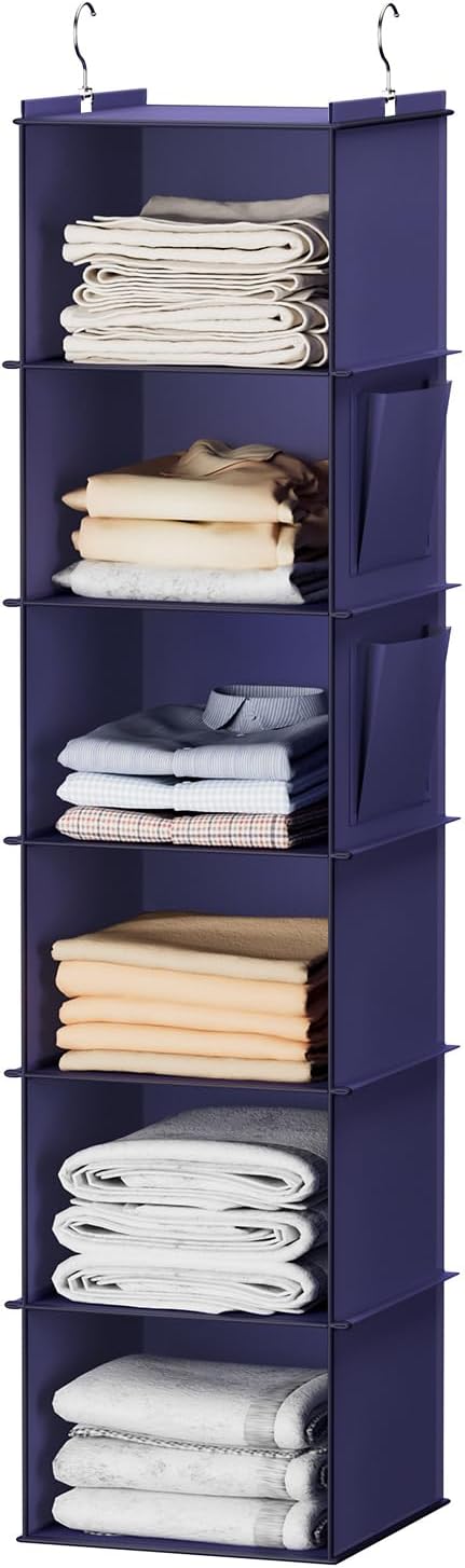 YOUDENOVA Hanging Closet Organizer, 6-Shelf Closet Hanging Storage Shelves by YOUDENOVA