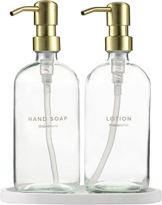 MaisoNovo Soap Dispenser 3-Piece Set | 16.9oz Clear Bottles by MaisoNovo-TheArtofSustainableLiving