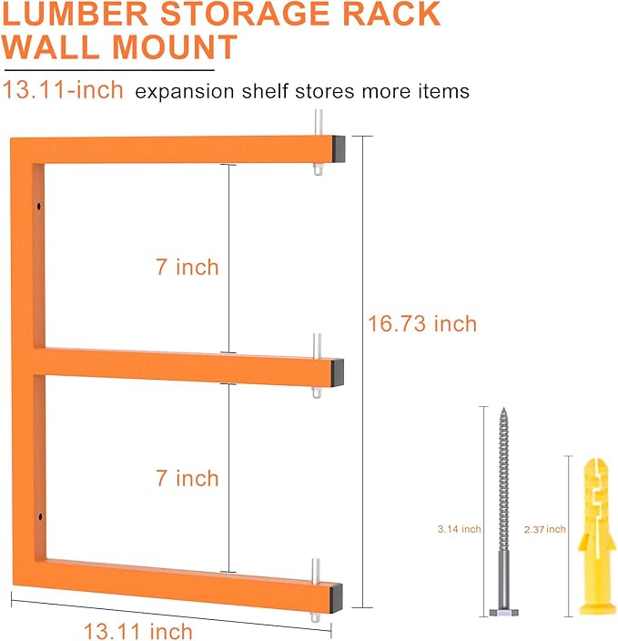 6 PACK Lumber Rack Wall-Mounted Lumber Storage Rack, Heavy Duty Wood Storage - Image 2