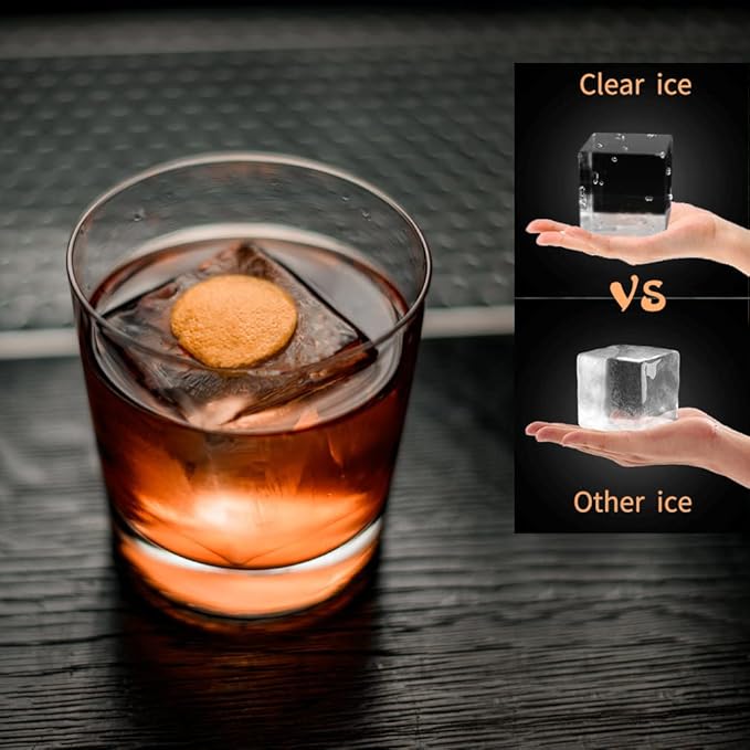 TINANA Upgrade 2 Inch Clear Ice Cube Tray Make 8 Large Square Crystal Clear Ice - Image 2