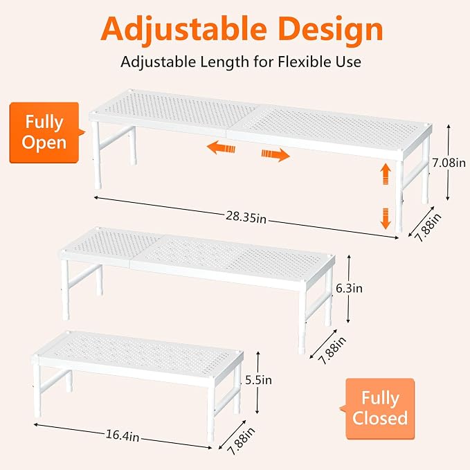 Expandable adjustable stackable kitchen organizer, Spice Racks, Counter Shelf - Image 2