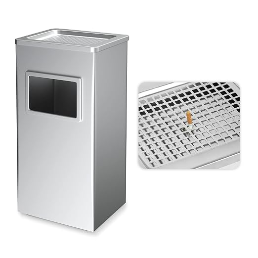 BEAMNOVA Trash Can Indoor Outdoor Metal Stainless Steel Commercial Garbage Can by BEAMNOVA
