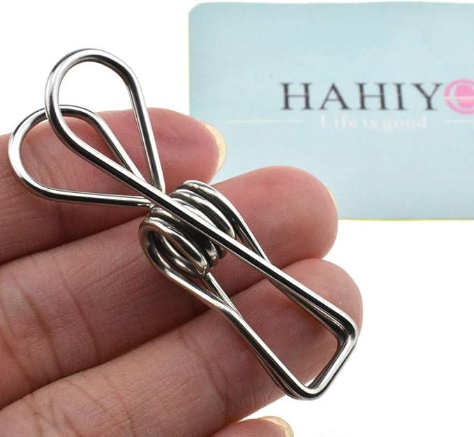 HAHIYO Clothespins Chip Clips All Metal Stainless Steel No Rust Stains Strong by HAHIYO