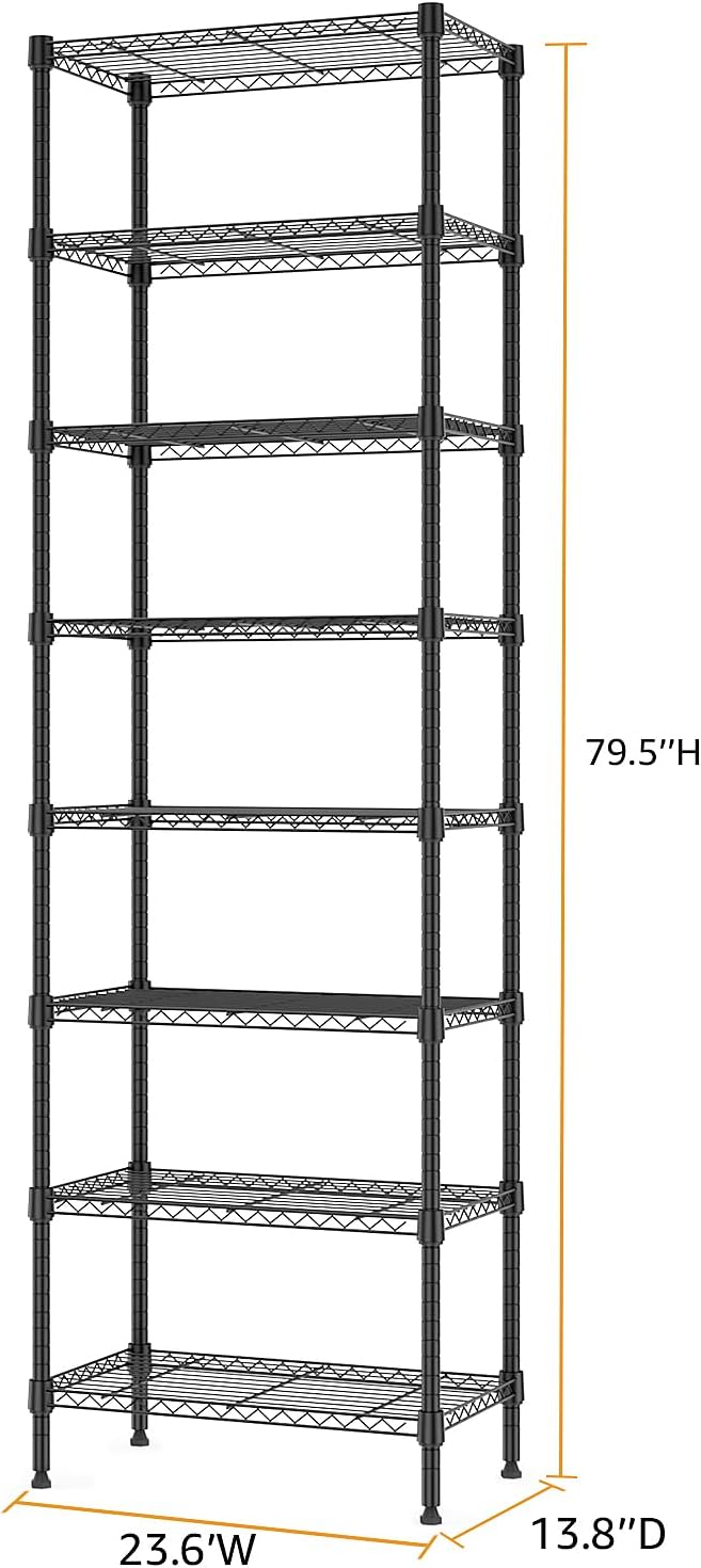 8 Tier 2000 lbs Storage Rack Metal Wire Shelving Unit, Storage Standing Shelf - Image 3