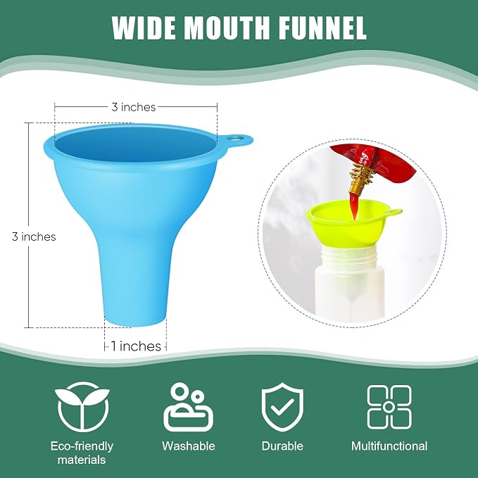 Silicone Funnels 4 Pieces Wide Mouth Funnel Flexible Condiment Sauce Canning Set - Image 2