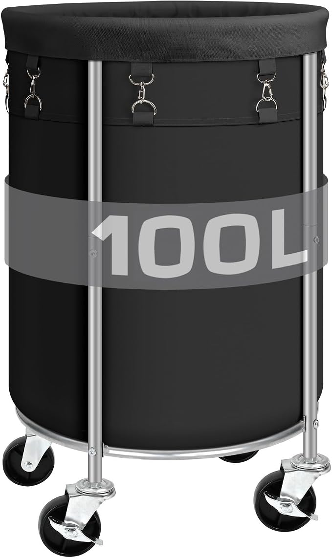 Laundry Hamper with Wheels, 100L Round Rolling Laundry Basket Sorter with by Ollieroo