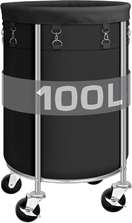 Laundry Hamper with Wheels, 100L Round Rolling Laundry Basket Sorter with by Ollieroo