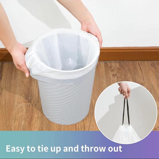 Trash Bags Drawstring Garbage Bags 8 Gallon Thickened Stretchy, Office and - Image 3