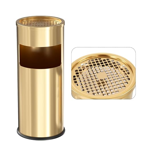 Trash Can Outdoor Waste Container Round Stainless Steel Trash Can by POWLAB