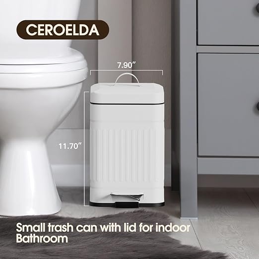 CEROELDA Small Trash Can with Lid-5L/1.3 Gal, Stainless Steel Outdoor Dog Poop - Image 2