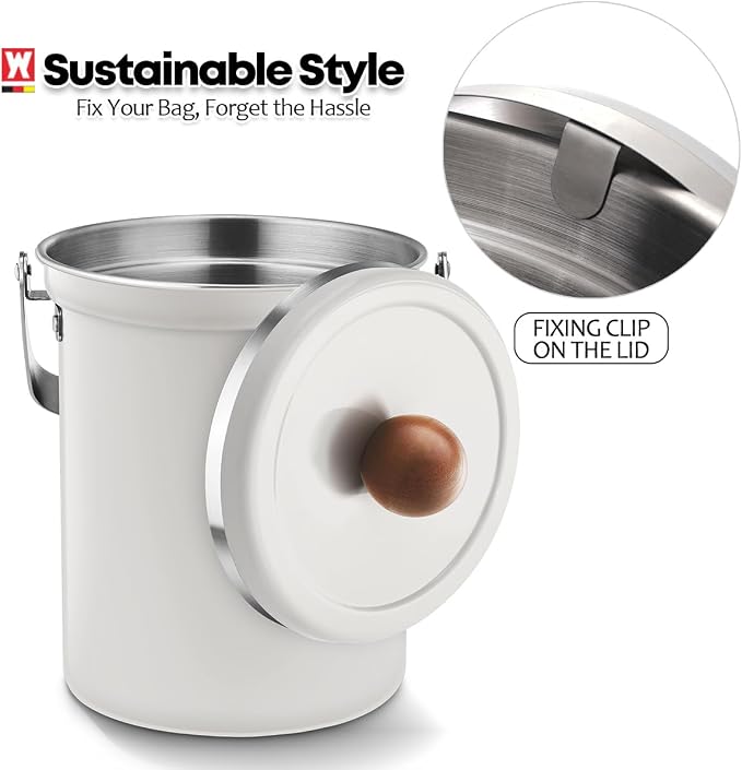 Kitchen Countertop Compost Bin 101ounces / 3Liters, Airtight Lid SUS304 - Image 2