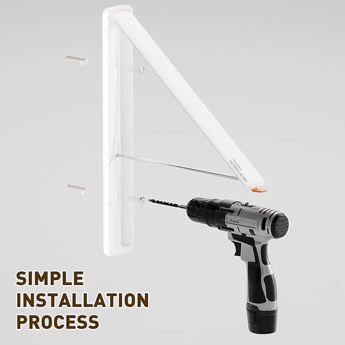 Clothes Drying Rack, Laundry Room Wall Mounted Retractable Clothes Hanger - Image 7