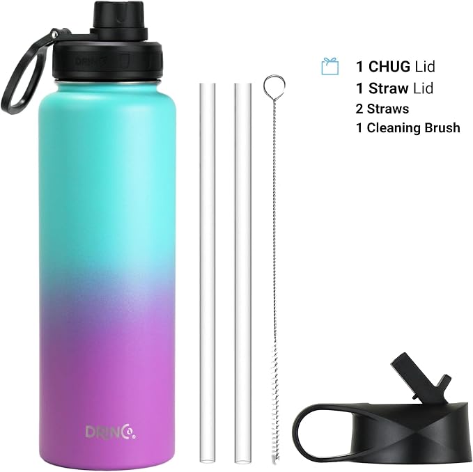DRINCO Stainless Steel Water Bottle Spout Lid Vacuum Insulated Double Wall - Image 2
