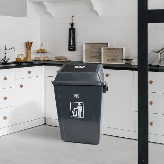 4 Packs Large Garbage Bin with Lid, Plastic Kitchen Waste Bin, 13 Gallon - Image 4