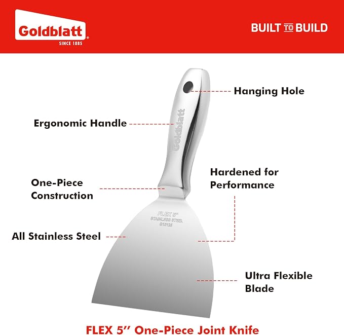 Goldblatt 5" Putty Knife, One-Piece Paint Scraper Tool, All Stainless Steel - Image 2
