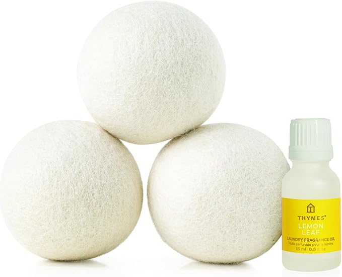 Thymes Wool Dryer Balls Set – Includes 3 Wool Laundry Balls + 1 Scented Laundry - Image 2