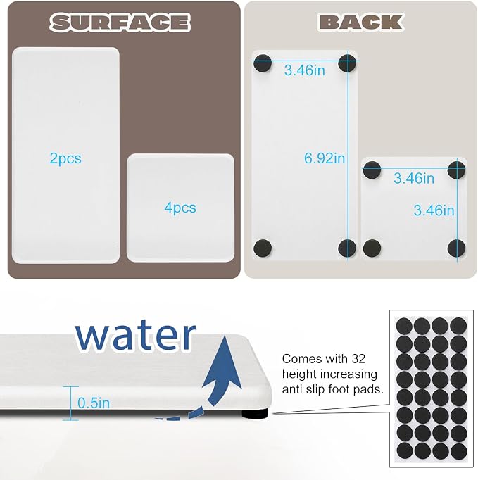 6PCS Stone Drying Tray for Bathroom Counter, Fast Drying Diatomite Stone Sink - Image 4