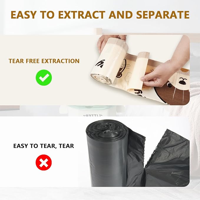 VOK 8 Gallon Trash Bags with Otters Printed, Drawstring Medium Garbage Bags - Image 3
