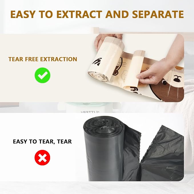 VOK 4 Gallon Trash Bags with Otters Printed, Drawstring Small Garbage Bags - Image 3