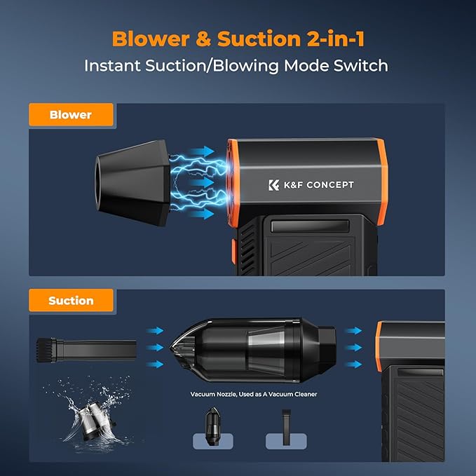 K&F Concept 2-in-1 Magnetic Compressed Air Duster, Electric Air - Image 3