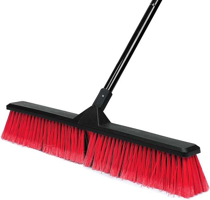 24" Push Broom Outdoor with 63" Long Handle and Stiff Bristles, Heavy Duty by TrueYee