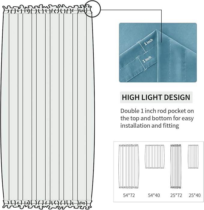DWCN French Door Curtains – Rod Pocket Thermal Blackout Curtain - Image 3