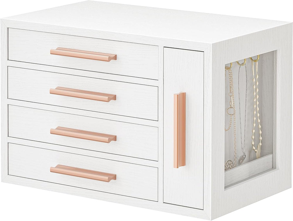 HOOBRO Jewelry Box for Women, Wooden Jewelry Organizer, Transparent Window