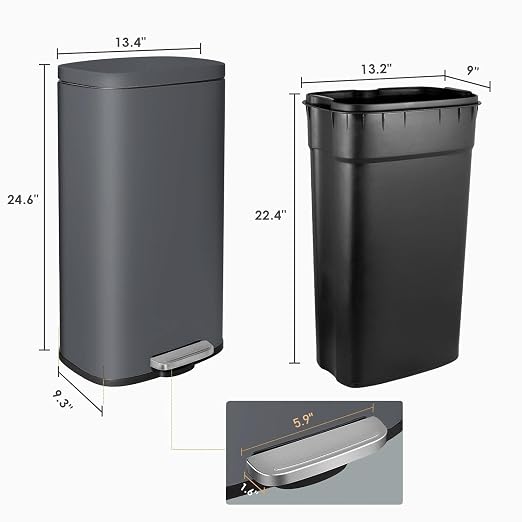 AthLike Trash Can, Stainless Steel Kitchen Garbage Can, Step Waste Bin - Image 6