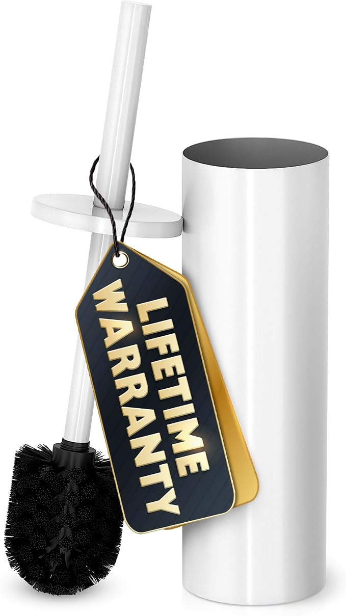 Stainless Steel Toilet Brush and Holder Set White by Novsix