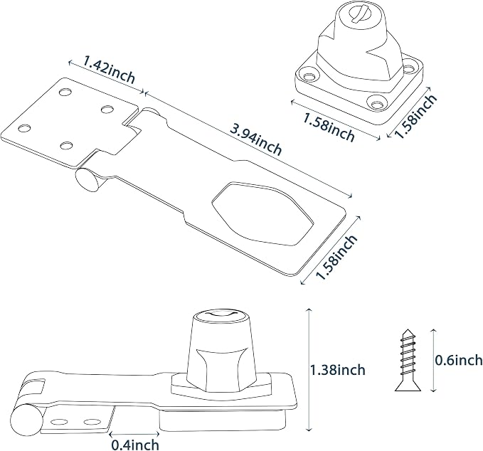 Alise Keyed Hasp Lock, 4 Inch Safety Packlock Clasp Hasp Lock Latch - Image 3