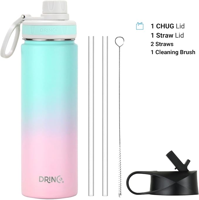 DRINCO Stainless Steel Water Bottle Spout Lid Vacuum Insulated Double Wall - Image 3