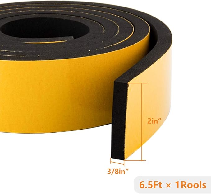 Neoprene Foam Weather Stripping, 2 Inch Wide X 3/8 Inch Thick, Door Jamb Seal - Image 2