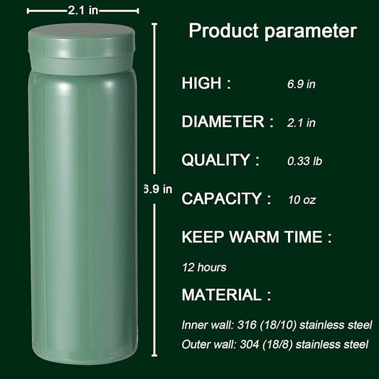 10oz Mini Water Bottle Stainless Steel Thermos Small Flask - Image 2