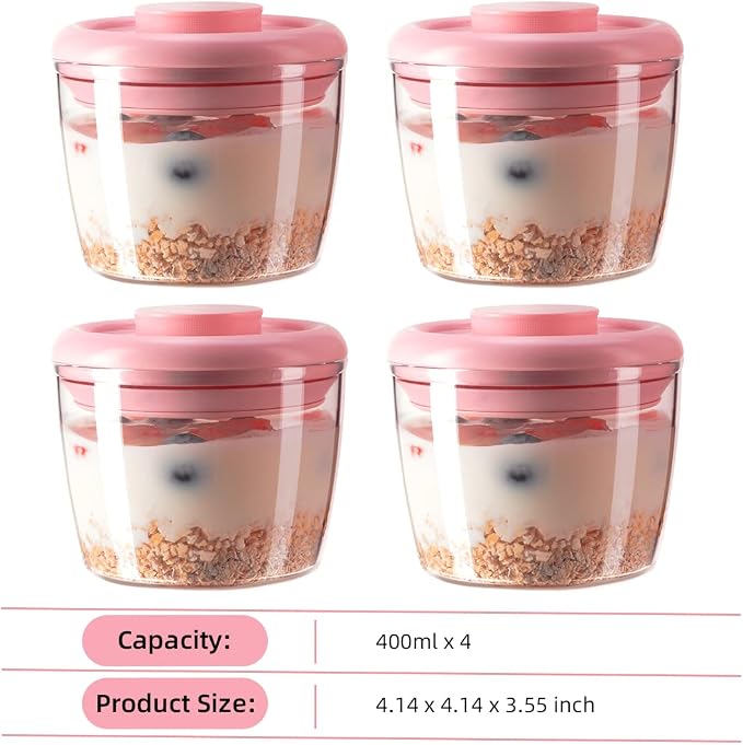 Ankou 400ml Meal Prep Container Set of 4 Pink Tritan Plastic Food Storage - Image 6
