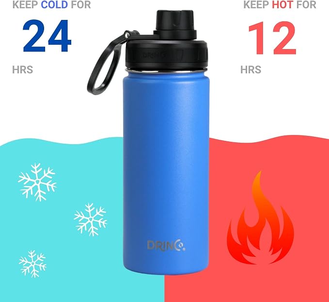 DRINCO Stainless Steel Water Bottle Spout Lid Vacuum Insulated Double Wall - Image 4