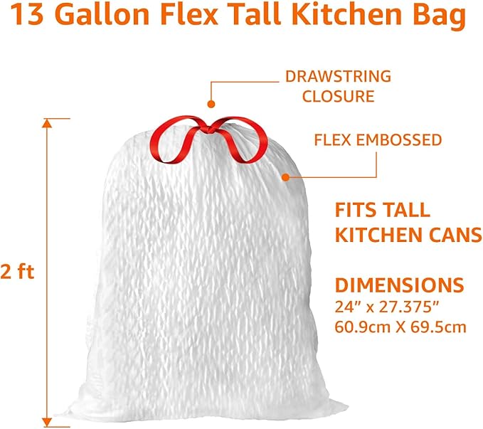Amazon Basics Ultra-Force Tall Kitchen Drawstring Trash Bags, Lavender Scented - Image 4
