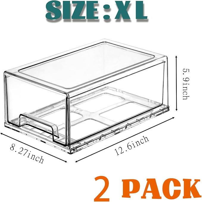 PeJeyiee Clear Stackable Refrigerator Organizers and Storage Drawers - Image 2