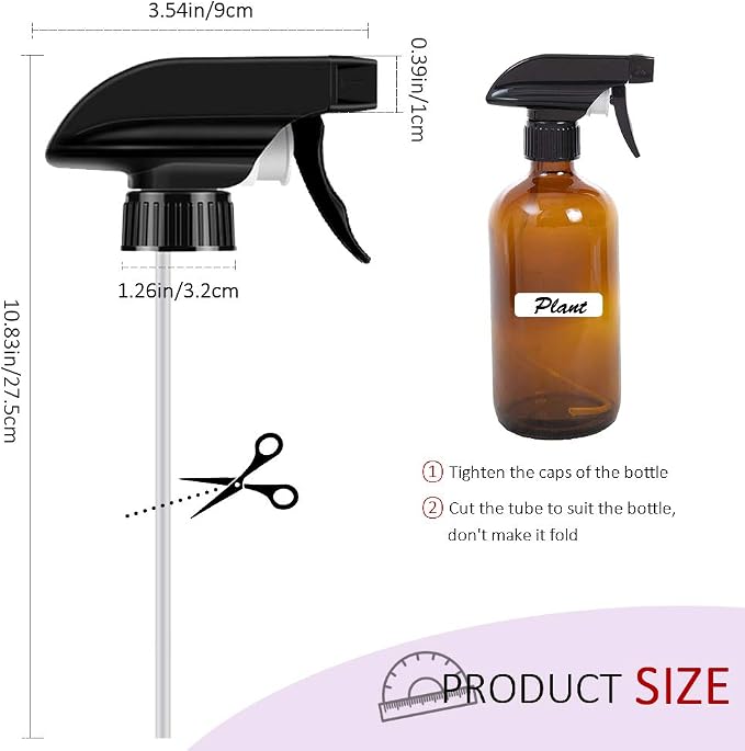 AMORIX 12PCS Spray Bottle Nozzle Trigger Sprayer Black Spray Top - Image 2