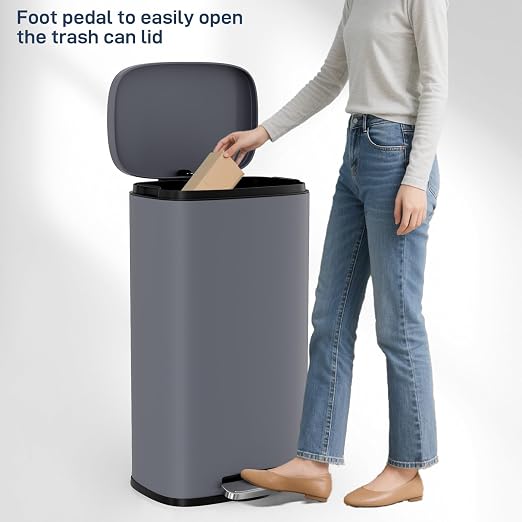 Arlopu 8 Gallon Step Trash Can, Stainless Steel Garbage Bin, Soft-Close Rubbish - Image 9