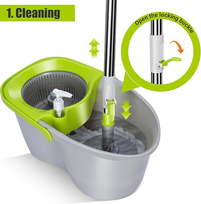 MASTERTOP Mop and Bucket with Wringer Set, Small Spin Mop Cleaning System with - Image 2