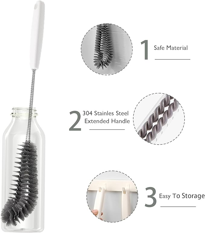 2-Pack 16 inches Long Handle Bottle Cleaning Brushes - Image 3
