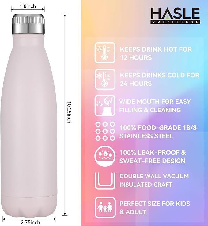 HASLE OUTFITTERS 17oz Stainless Steel Water Bottles Bulk, Vacuum Insulated - Image 5