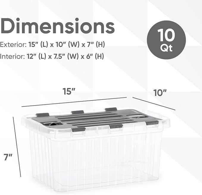 Superio Storage Bins with Lids, Stackable Totes, BPA Free, Odor Free, Organizer - Image 2
