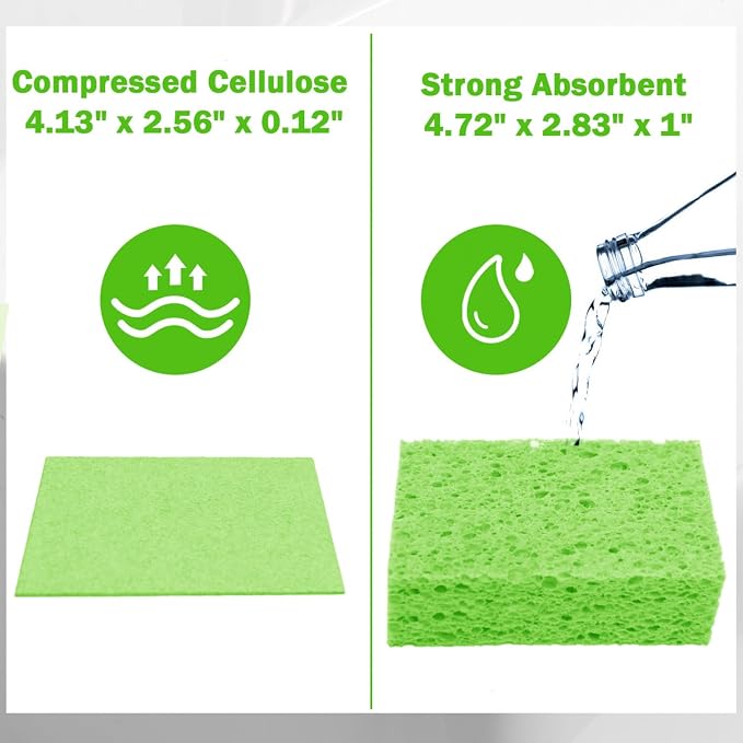 YoleShy 24 Pack Kitchen Sponges Natural Cellulose Compressed Sponges - Image 2